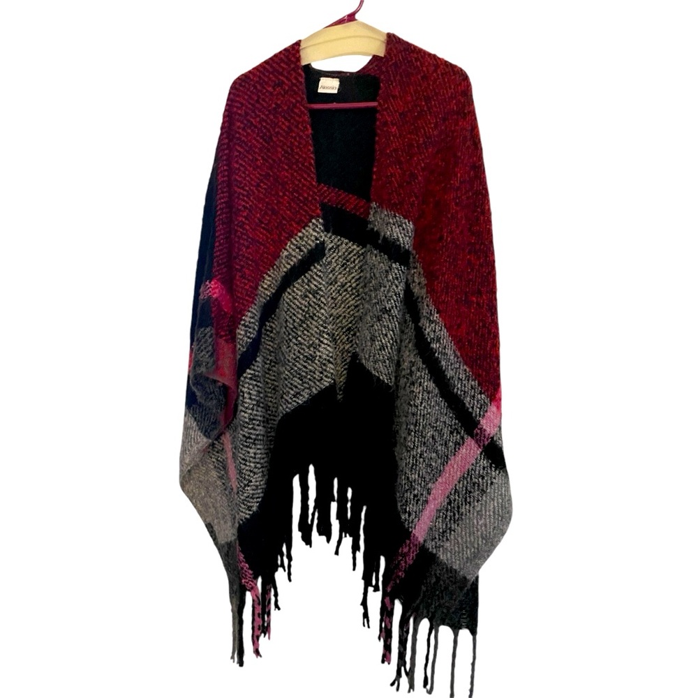 Alessia kimono open front with fringe poncho sweater